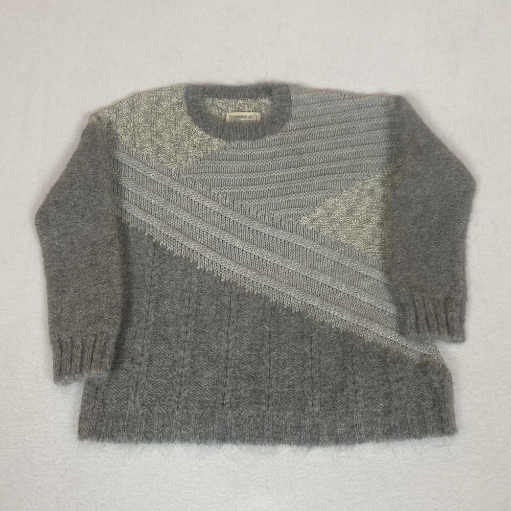 Current Elliott Alpaca Wool Mixed Cable Chunky Soft Knit Grey Sweater